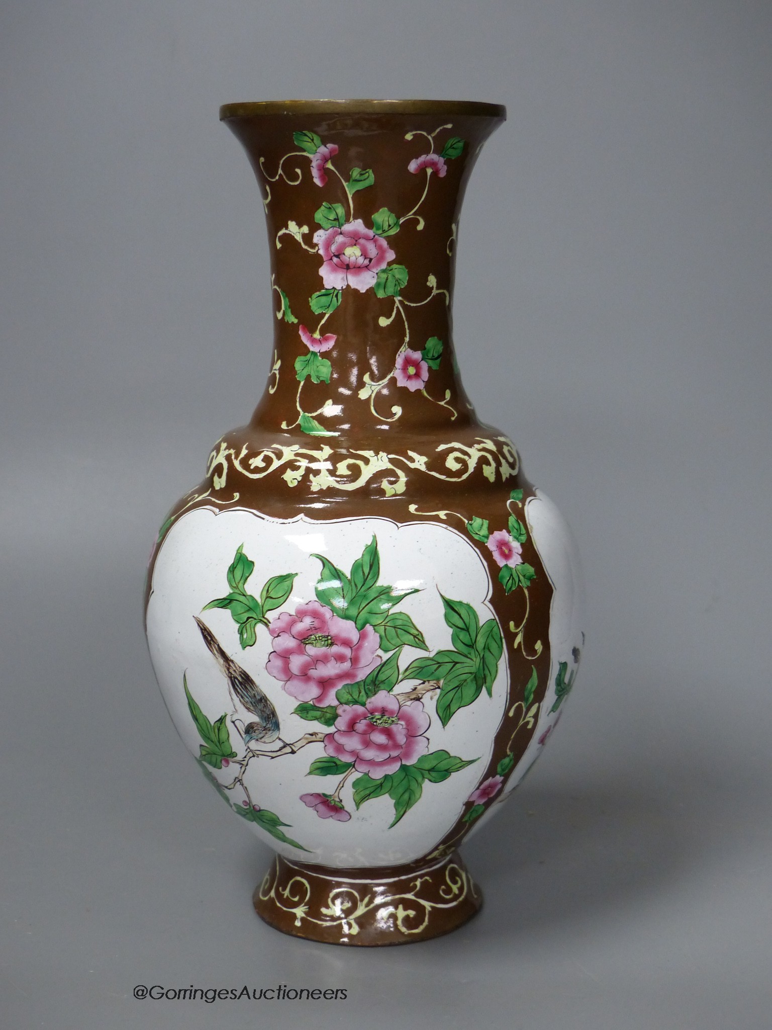 A Chinese Canton enamel vase, 20th century, 23cm high